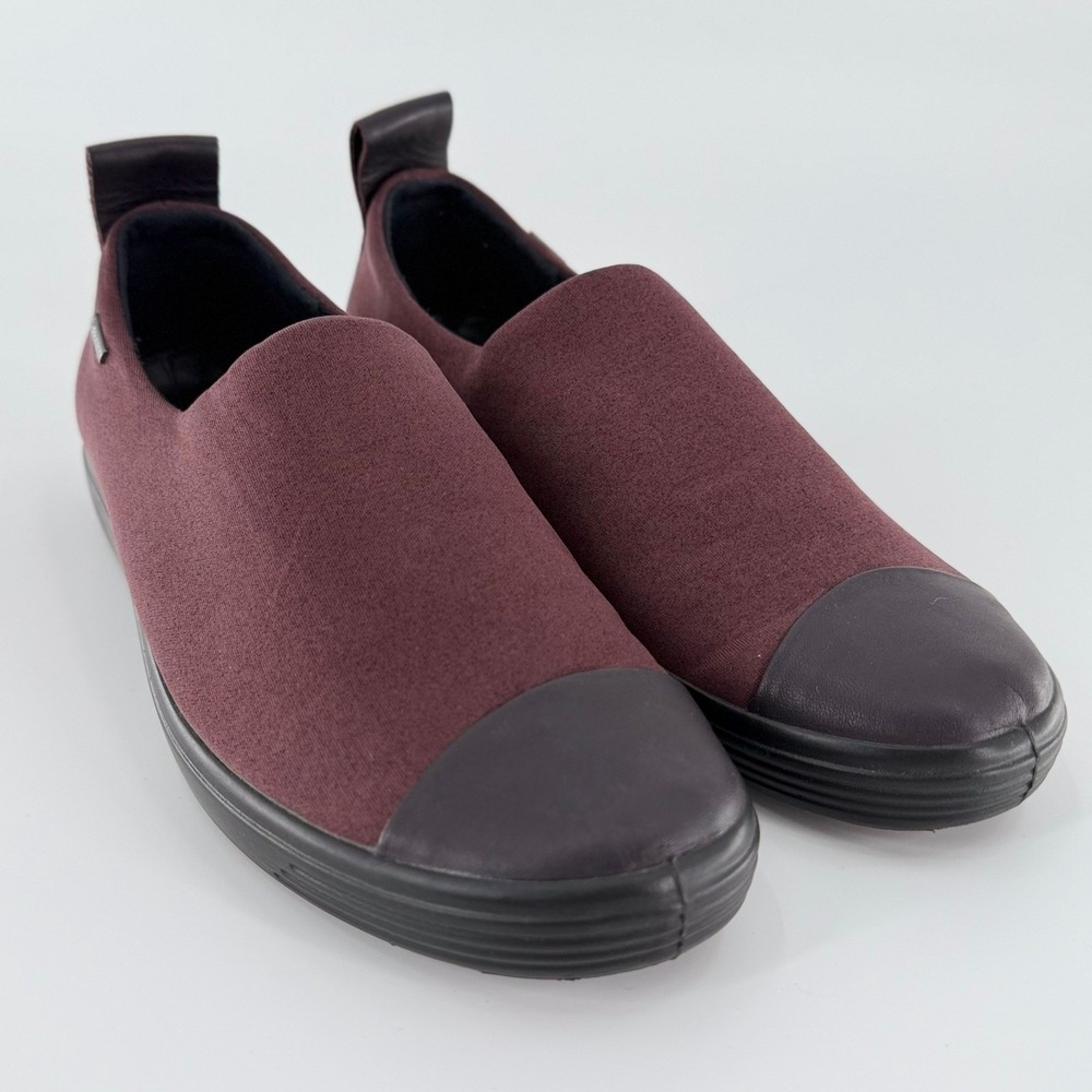 ECCO Soft 7 Gore-Tex Slip On Sneakers Fig Burgundy Waterproof Walking Shoes 38